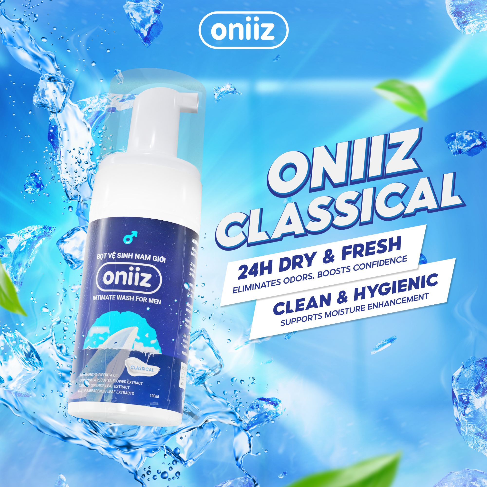 Oniiz Masculine Foam Intimate Wash For Men Classical 3.38 Oz